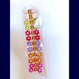 Paired set mini crystal multicolor flower cli…